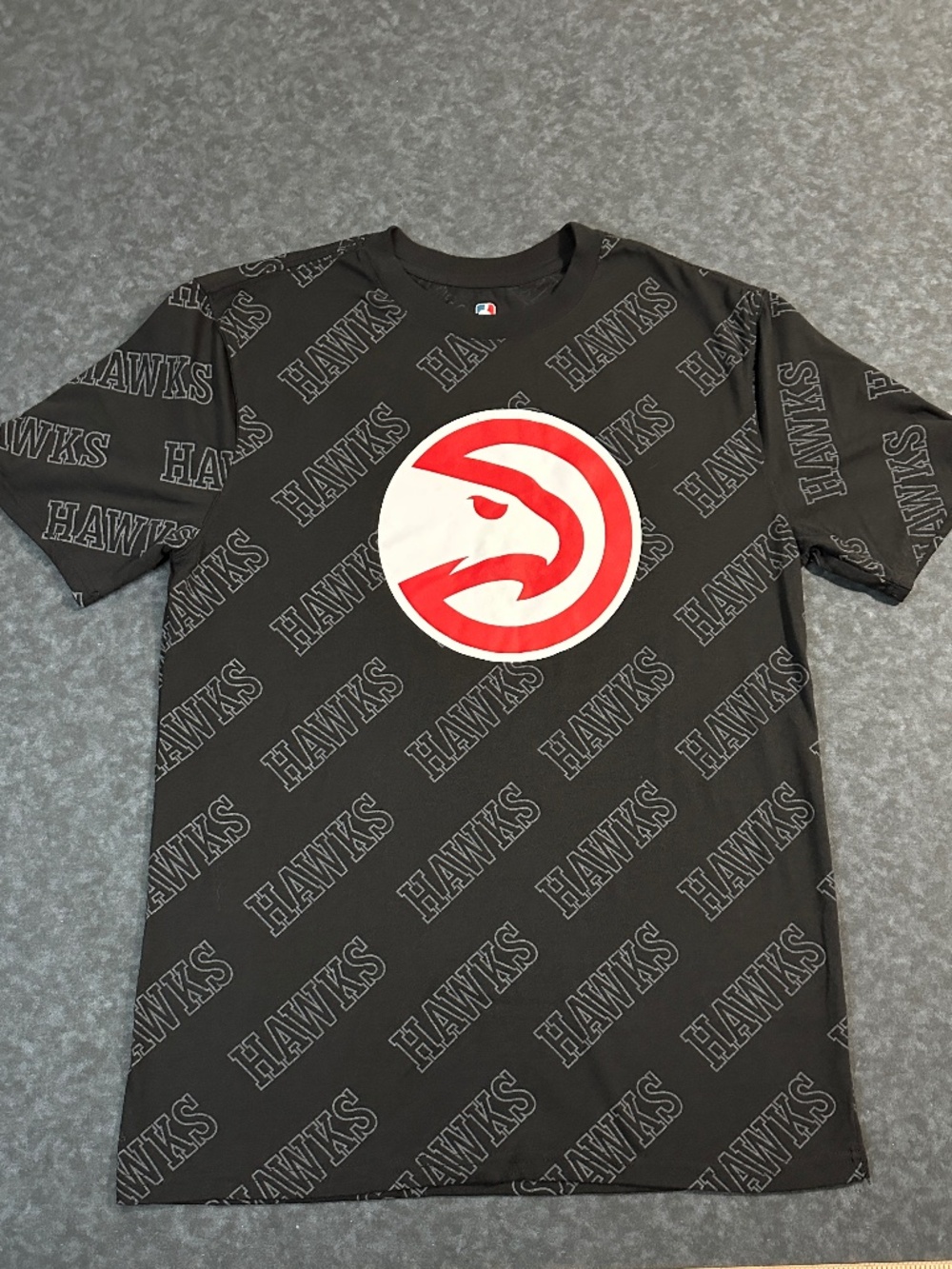 Atlanta Hawks NBA All Over Print Graphic Ultra Game Black T Shirt Size Small
